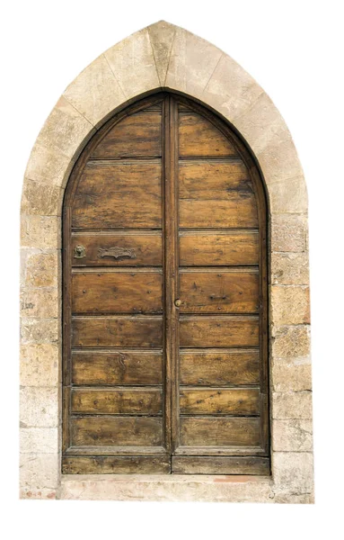 Bir eski İtalyanca evde giriş ahşap kapı. 