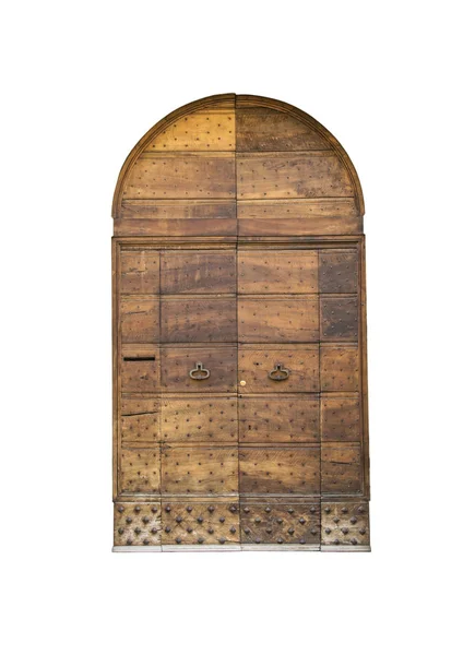 La puerta de entrada de madera en una antigua casa italiana . — Foto de Stock