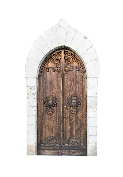 Bir eski İtalyanca evde giriş ahşap kapı. 