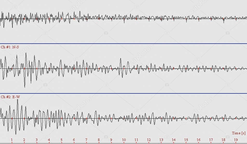  Set of seismic waves oscillation earthquake waveform.