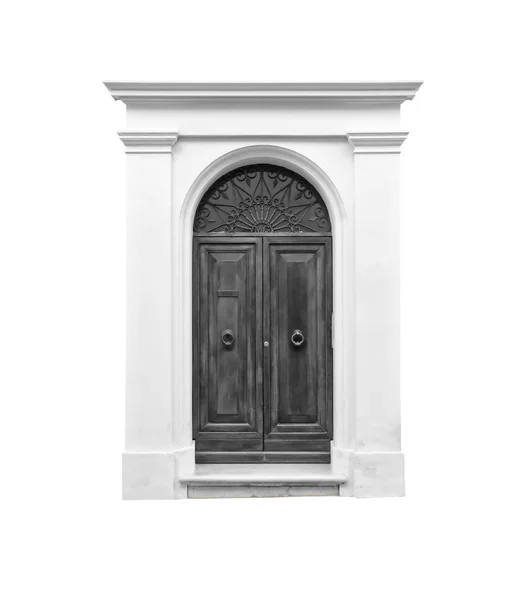 Dřevěné dveře v domě starého italského, izolované na bílém pozadí. — Stock fotografie
