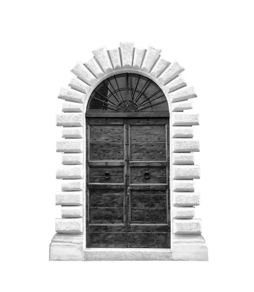 Dřevěné dveře v domě starého italského, izolované na bílém pozadí. — Stock fotografie
