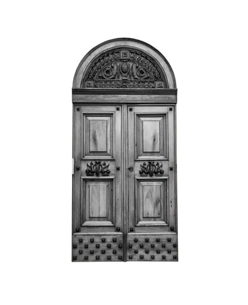Fából készült ajtó egy régi olasz házban, elszigetelt fehér background. — Stock Fotó