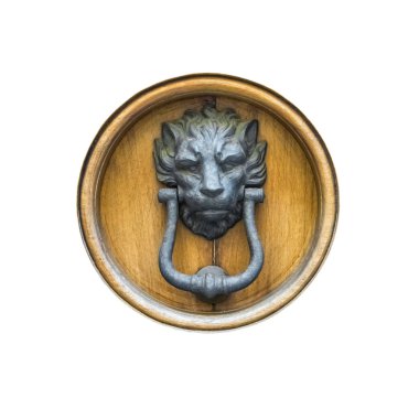  Eski stil Aslan'ın baş tokmağı beyaz izole.