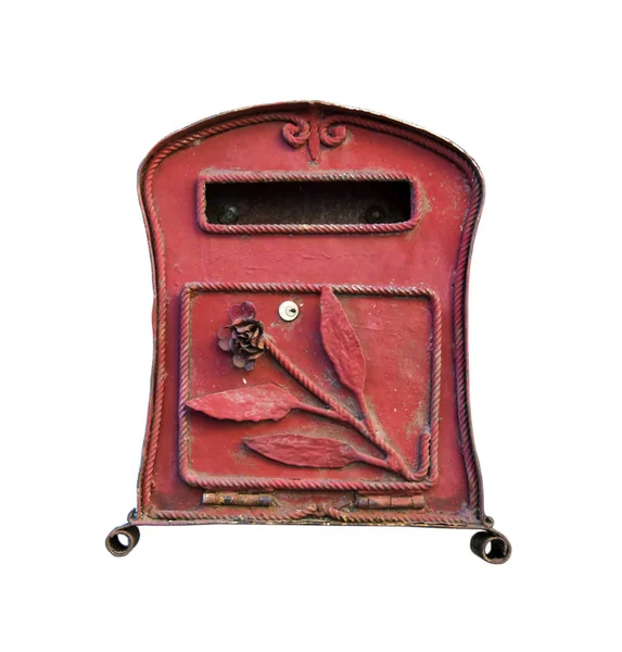 Caixa de correio vermelha, estilo vintage, isolado no fundo branco . — Fotografia de Stock