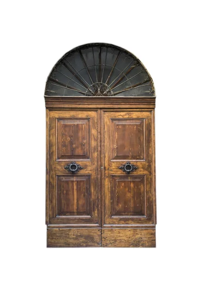 Houten deur in een oude Italiaanse huis, geïsoleerd op wit. — Stockfoto