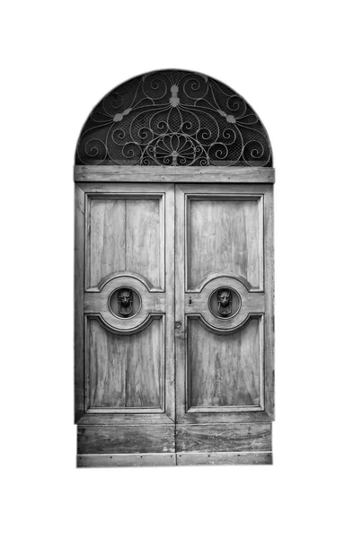 Wooden door in an old Italian house, isolated on white. — Stock Photo, Image