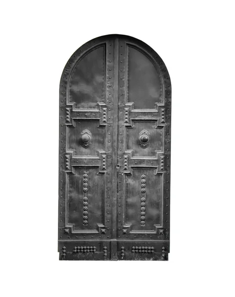 Dřevěné dveře, izolované na bílém pozadí, Ořezová cesta. — Stock fotografie