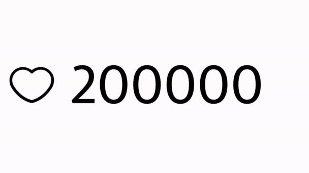 単に 1.000.000 に社会的なネットワークのウェブサイトの高速カウンターにお気に入りボタンの美しいクローズ アップが急速に増加して、 — ストック動画