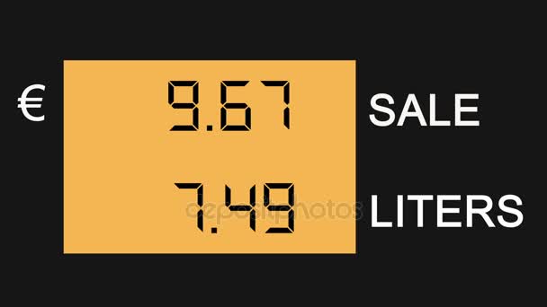 油价站上的泵屏幕，在欧元价格 — 图库视频影像