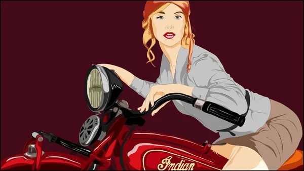Bir motosiklet üzerinde Retro kız