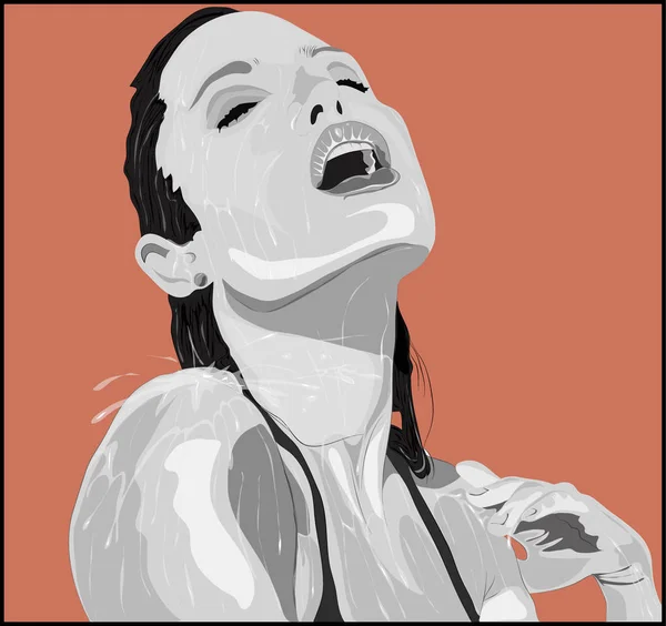 Noire Jolie duşta illüstrasyon