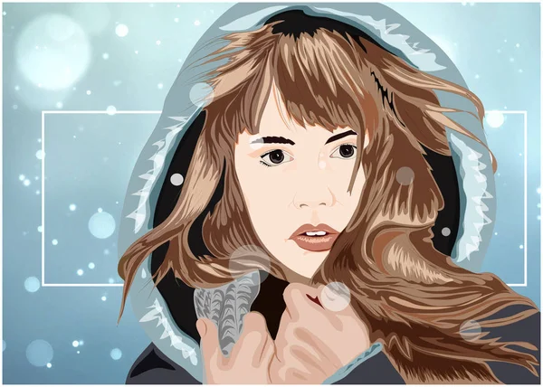 Kış kız vektör sanat