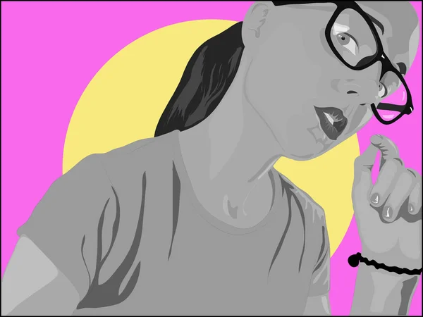 Tek renkli kız model parlak arka plan üzerinde