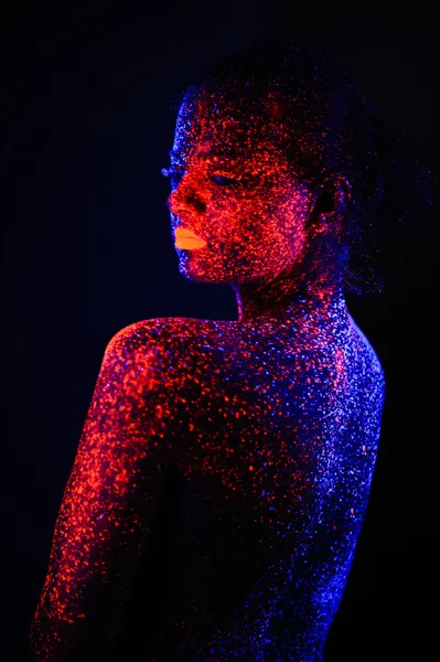 Fille néon lumière — Photo
