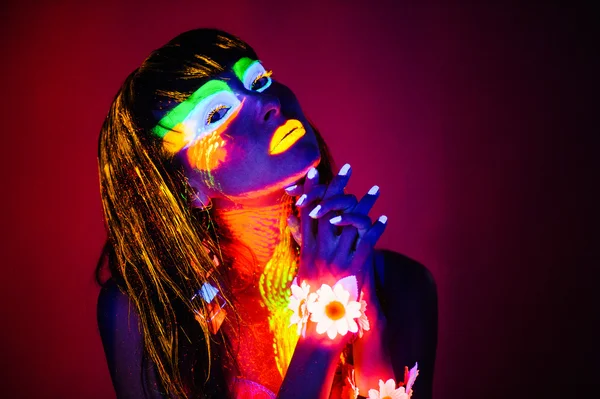 Ragazza luce al neon — Foto Stock