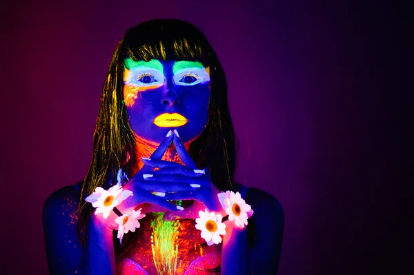 Mädchen Neonlicht — Stockfoto