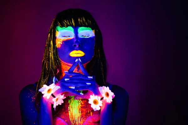 Ragazza luce al neon — Foto Stock