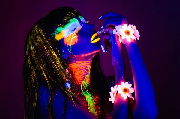 Ragazza luce al neon — Foto Stock