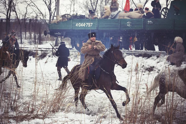 Polgárháború reenactment Dél-Oroszországban 1918-1920 novemberében időszak — Stock Fotó