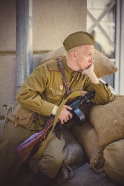 İkinci Dünya Savaşı tarihi canlandırma tarihinde 9 Mayıs 2016 Kiev, Ukrayna