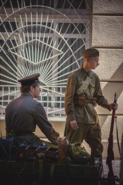 İkinci Dünya Savaşı tarihi canlandırma tarihinde 9 Mayıs 2016 Kiev, Ukrayna