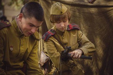 İkinci Dünya Savaşı tarihi canlandırma tarihinde 9 Mayıs 2016 Kiev, Ukrayna