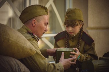 İkinci Dünya Savaşı tarihi canlandırma tarihinde 9 Mayıs 2016 Kiev, Ukrayna