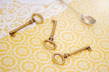 Eski anahtar taşı üstünde tepe-in eski tablo döşeme