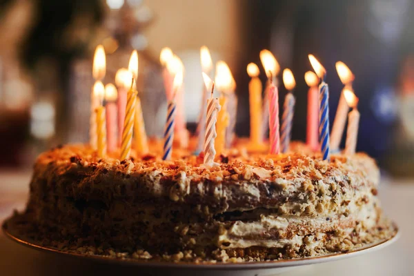 home made cake with candles