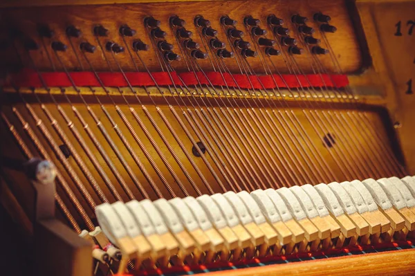 Archi di vecchio pianoforte e martello — Foto Stock