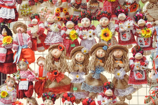 sale of dolls souvenirs in folk costumes of Ukraine