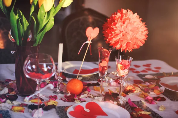 Table romantic Valentines day — Stock Photo, Image