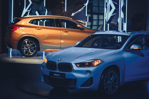 stand new bmw x2 at the show