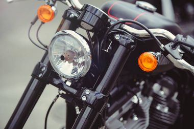 Far bir klasik motosiklet, şık Önden Görünüm, yakın çekim