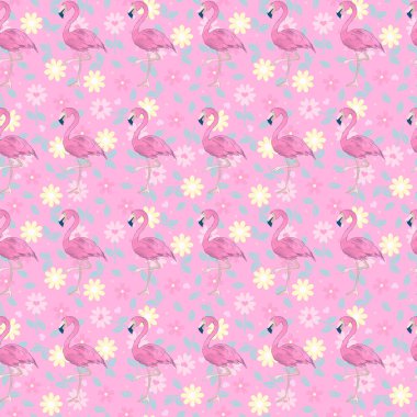Flamingo seamless modeli. Arka plan ile çiçek flamingolar.