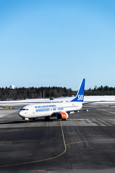 Aeromobile Airbus SAS Airlines in fuga all'aeroporto di Oslo Gardermoen . — Foto Stock