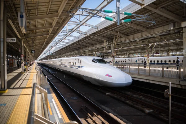 Shinkansen, hızlı tren, Japonya'nın Osaka Shin Osaka istasyonunda gelen tren.