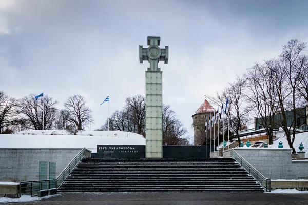 Tallin Estonia Lutego 2018 Plac Wolności Zimie Starym Mieście Tallinie — Zdjęcie stockowe