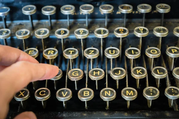 Oude Schrijfmachine Toetsenbord Close Vintage Antieke Stijl Typemachine — Stockfoto