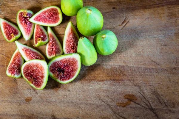 Fig Fresh Figs Sliced Fig Fruits Close Showing Texture Cutting — Stock Photo, Image