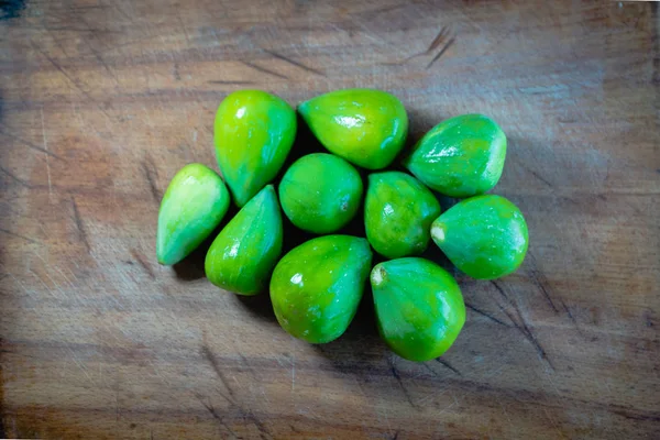 Fig Frutas Frescas Higo Primer Plano Mostrando Textura Tabla Cortar — Foto de Stock