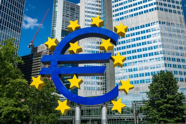 Frankfurt Duitsland Juli 2019 Euro Aanmelden Bij Europese Centrale Bank — Stockfoto