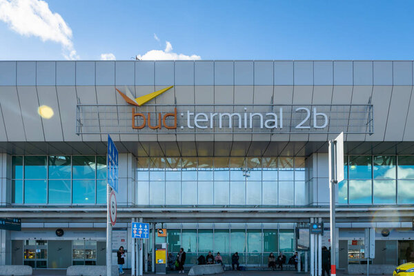 Budapest, Hungary - February 2020: Ferenc Liszt International Airport Budapest architecture. Ferenc Liszt Airport in Budapest is the largest airport in Hungary.