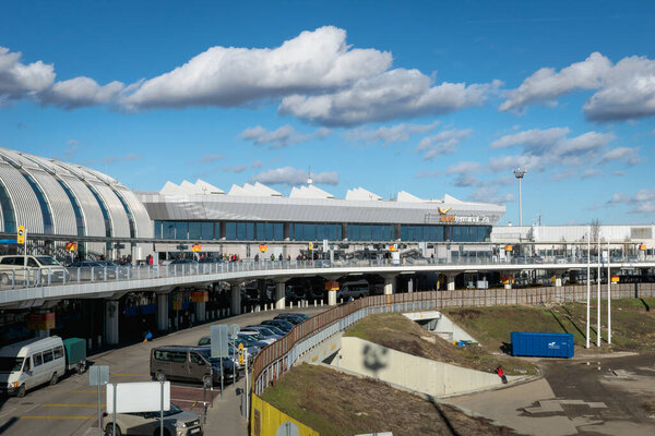 Budapest, Hungary - February 2020: Ferenc Liszt International Airport Budapest architecture. Ferenc Liszt Airport in Budapest is the largest airport in Hungary.