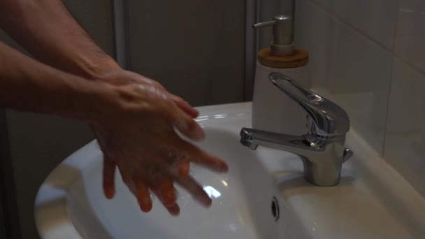 Мытье Рук Мылом Течение Секунд Дольше Надлежащее Мытье Рук Оставаться — стоковое видео