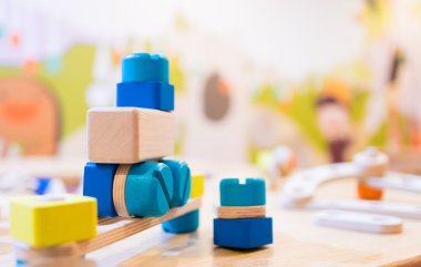 Renkli ahşap eğitici mühendislik inşaat blok oyuncak