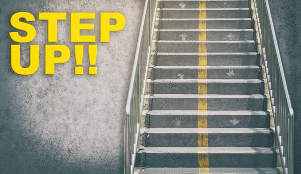 Step up the rising step business concept