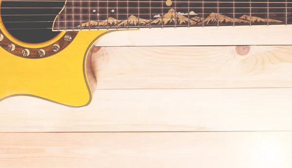 Guitare semi acoustique sur panneau en bois avec espace de copie . — Photo