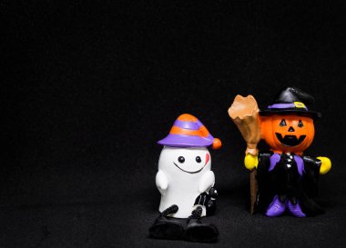 Halloween Pumpkins Bebek Siyah kopya alanı ile hayalet